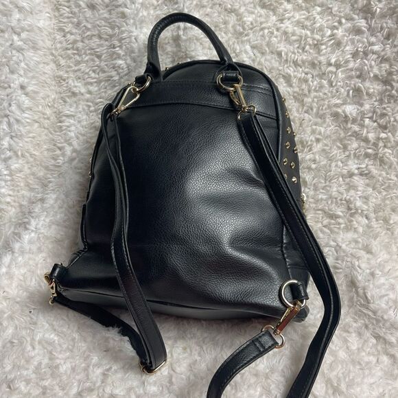 Bebe faux leather black mini backpack with rhinestones and gold studs accents - Picture 5 of 13